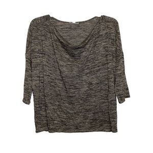 Dana Buchman Gray/Black Iridescent Cowl Neck Light Sweater 3/4 Sleeves Size XL
